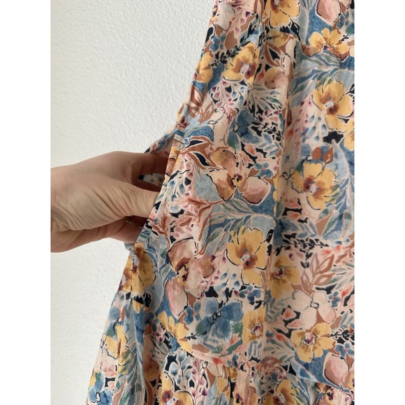 J. Jill Women's Maxi Dress 2X XXL Tiered Floral 100% Cotton Sleeveless Pockets - Picture 4 of 11